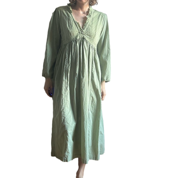 April Cornell Dresses & Skirts - April Cornell Sz XS Green Dainty Long Sleeves Cotton Cottagecore Max Dress